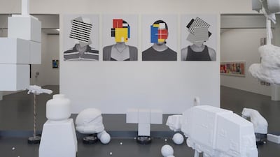 Deep Face and other works in Douglas Coupland's Bit Rot exhibition, at the Witte de With Art Center for Contemporary Art, Rotterdam (2015). His artwork and accompanying book explore globalisation, pop culture, the internet and social media. Courtesy Cassander Eeftinck Schattenkerk.