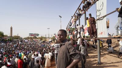 Protesters gather at a sit-in in Khartoum. Getty Images