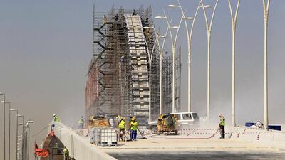 Construction workers on a development site on King Abdullah Road in Riyadh. Fahad Shadeed / Reuters