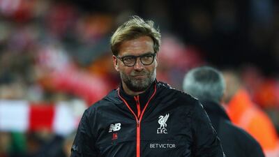 Liverpool manager Jurgen Klopp shown during the match against Manchester United on Monday night. Clive Brunskill / Getty Images / October 17, 2016