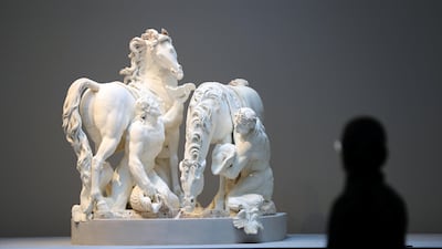 In a gallery dedicated to the art of war, Gilles Guérin’s colossal Horses of the Sun (1665-1672). Chris Whiteoak / The National