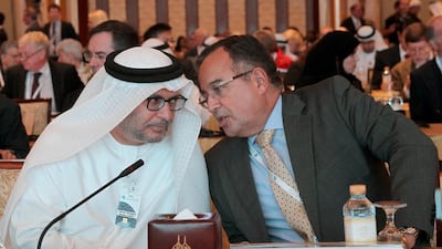 Dr Anwar Gargash, diplomatic adviser to the UAE President, and Egyptian diplomat Nabil Fahmy. Photo: Al Ittihad