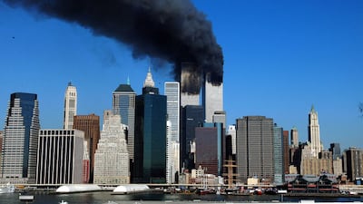 Smoke billows from the twin towers of the World Trade Centre after the hijacked planes crashed into them. AFP