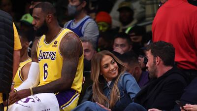 The sits courtside as the Los Angeles Lakers take on the Boston Celtics in Los Angeles, California. Getty Images / AFP