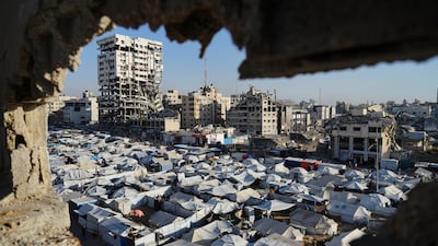 A camp for tens of thousands of displaced Palestinians in Gaza City. AP