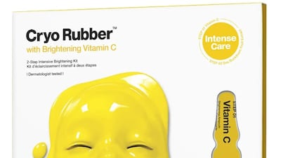 The rubber Dr Jart face mask with vitamin C uses a two-step process to lower skin temperature and increase blood flow; Dh55 from Sephora.ae