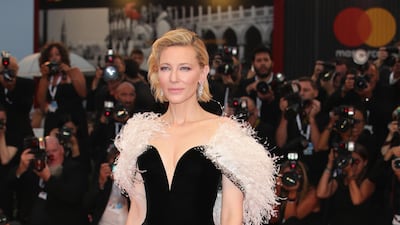 HIT: Another timeless look from Cate Blanchett, who wore a plunging Armani gown with a feather cape.