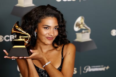 British singer-songwriter Olivia Dean with her Best New Artist Grammy. EPA