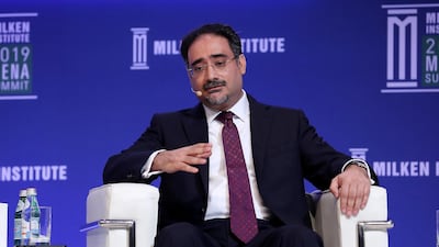 Amin Al Arrayed , Edamah during the Emerging Trends: Shaping Real Estate session at the Milken Institute MENA Summit 2019 held at The St. Regis Saadiyat Island Resort in Abu Dhabi. Pawan Singh / The National