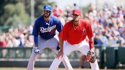 Matt Kemp of the LA Dodgers, left, and Albert Pujols of the Angels are in the top salary brackets of their teams. Kevork Djansezian / Getty Images