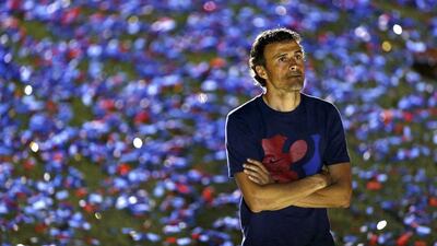 Barcelona coach Luis Enrique celebrates with supporters their Uefa Champions League title at Camp Nou stadium in Barcelona, Spain, 07 June 2015. EPA/Alejandro García