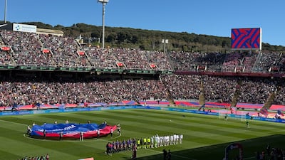 Barcelona prepare to take on Girona at the Olympic Stadium high on the hill of Montjuic. All photos: Andy Mitten / The National