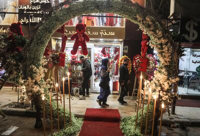 A gift store in Gaza City ahead of Valentine's Day.