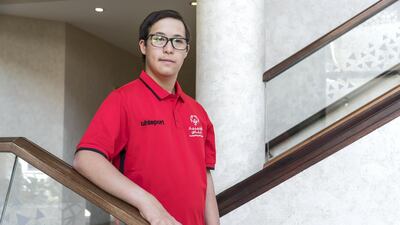 UAE National Swimming Team member Omar Al Shami at the Danat Al AIn resort in preparation for the upcoming Special Olympics. Antonie Robertson / The National
