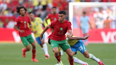 Bilal El Khannouss of Morocco during the draw against Brazil at the World Cup. AFP