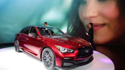 An Infiniti Q50 Eau Rouge concept car is displayed at Auto China 2014 in Beijing, on April 20, 2014. Jason Lee / Reuters
