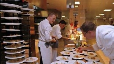 From left, Tobias Pfister, Maxie Millian, Michael Kitts, Sebastian Nohse and Christian Gradnitzer of Team Jumeirah will compete in Hotelympia 2012, the biggest food-service and hospitality exhibition in the UK.
