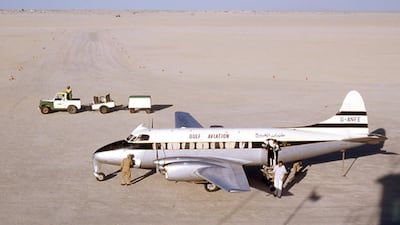 Heron at Dubai International airport in the 1960s.