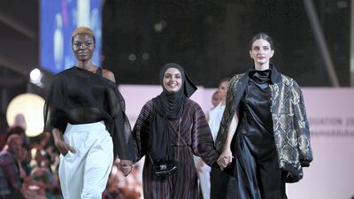 Designs by student designer Riza Abdullah (M), the dual bridal street wear. Esmod Fashion Show.