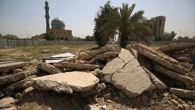 Rubble from the plinth of Saddam Hussein's statue lies in Baghdad's Firdous Square on April 5, 2018, almost 15 years after it was toppled during the US invasion of Iraq. Ahmad Al Rubaye / AFP