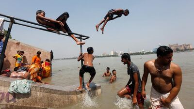 Boys jump into the Ganges river to cool off on a hot summer day on the outskirts of Kolkata. Rupak De Chowdhuri / Reuters
