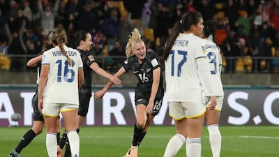 New Zealand's Jacqui Hand after scoring a goal that was later disallowed. Reuters