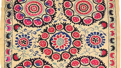 An antique Suzani textile from Uzbekistan circa 1910. Courtesy Estuary Auctions