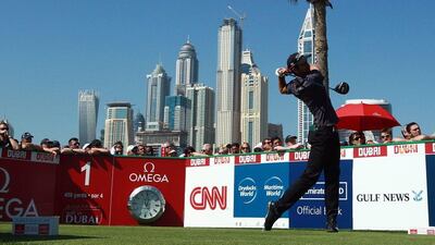 Seve Benson of England tees off during the third round of the Omega Dubai Desert Classic 2015. Stringer / EPA