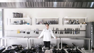Bella Pearson, 14, at the School of Culinary and Finishing Arts. Bella holds a junior-chef qualification from the Dubai-based school. Reem Mohammed / The National