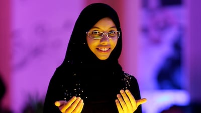 Shayma Al Maghairy's sand animation performances are in high demand during Ramadan. Pawan Singh / The National