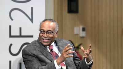 Abdul Mohammed, Chief of Staff and Senior Political Advisor, African Union High Level Implementation Panel for Sudan and South Sudan, speaking at Session I: Growing Global and Regional Competition in the Horn of Africa and Red Sea, at UAE Security Forum 2019: Reshaping the Future of the Horn of Africa, at NYUAD. Reem Mohammed / The National