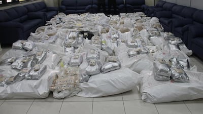 Dubai Police seized more than 17 million Captagon pills from locations in Jebel Ali and Ajman in this year’s largest bust of drug capsules. Courtesy Dubai Police