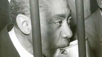 Sayyid Qutb behind bars in Cairo in 1966, the year of his execution.