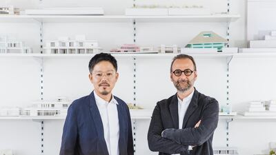Wael Alawar and Kenichi Teramoto of ibda design, who have won the open call for the next UAE representation at the Venice Biennale for architecture. Image National Pavilion UAE - La Biennale di Venezia