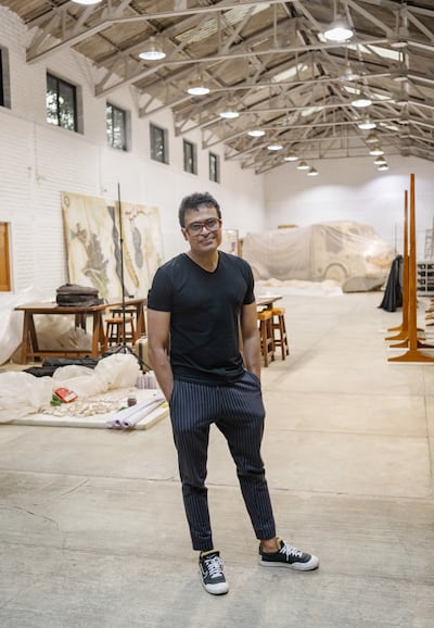 Jitish Kallat in his studio. Photo: Ishara Art Foundation