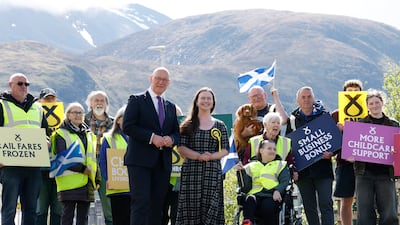 Scottish First Minister John Swinney leading the SNP campaign in Fort William. Getty Images