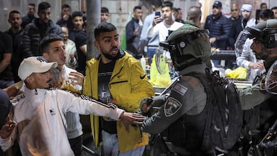 Objects were thrown at Israeli police, who responded with tear gas and stun grenades. AFP