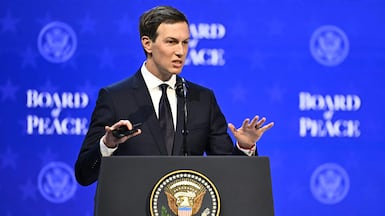 Jared Kushner speaking at the World Economic Forum Annual Meeting in Davos. AFP
