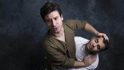 Faris Kayello as Ali and Zain Shaikh as Yusuf in I am Yusuf and This Is My Brother, a play by Palestinian playwright Amir Nizar Zuabi. Courtesy Danu Dubai Theatre Group