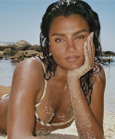 Actress Simone Ashley fronts the Burberry x Hunza G swimwear campaign. Photo: Hunza G
