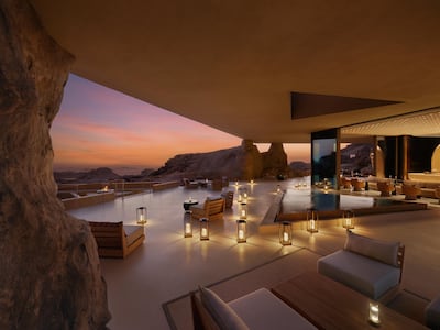 The gorgeous rooftop lounge-bar Mica, at Desert Rock, which looks out over the mountainous landscape. Photo: Desert Rock