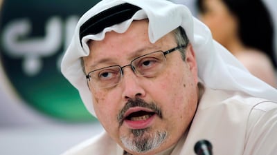 Saudi journalist Jamal Khashoggi speaks during a news conference in Manama, Bahrain. AP