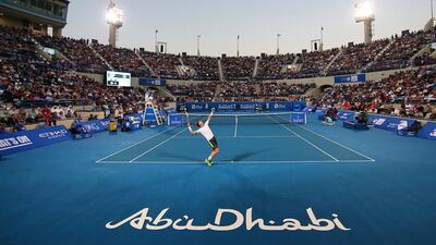 Andy Murray showed purpose as Rafael Nadal’s lack of match practice immediately proved evident in the Mubadala World Tennis Championship semi-finals on Friday. Ali Haider / EPA