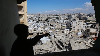 A view of tents housing displaced Palestinians in Gaza. Getty Images