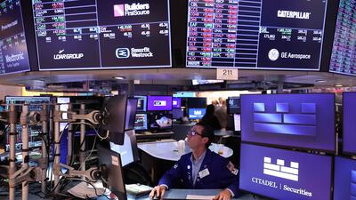 Traders at the New York Stock Exchange during morning trading on Wednesday. Getty