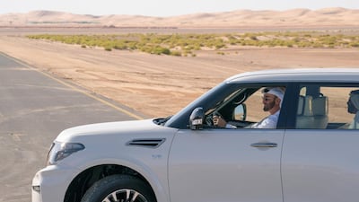 Sheikh Mohamed bin Zayed attends a camel race in Remah. Ministry of Presidential Affairs