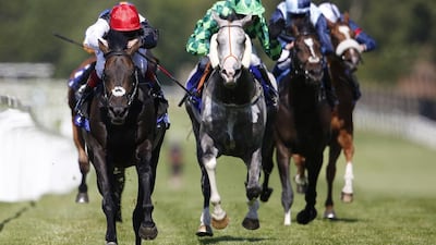 Frankie Dettori guided Golden Horn, left, to the win at Sandown racecourse on July 04, 2015 in Esher, England. Alan Crowhurst / Getty Images