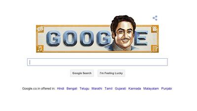 Google's doodle tribute to Kishore Kumar. Courtesy Google
