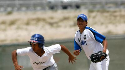 Players at the Dubai Little League complex in Dubai. Major League Baseball could become a feature in the UAE. Mike Young / The National
