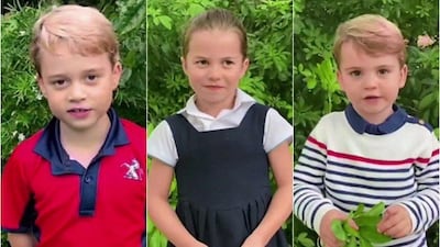 Prince George (left), Princess Charlotte and Prince Louis quiz Sir David Attenborough. Kensington Palace